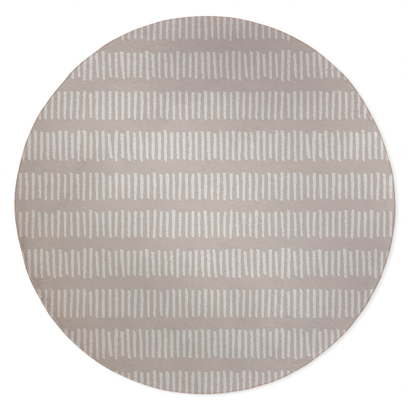 Fencing Rows Non-Slip Outdoor Rug, Round 5'