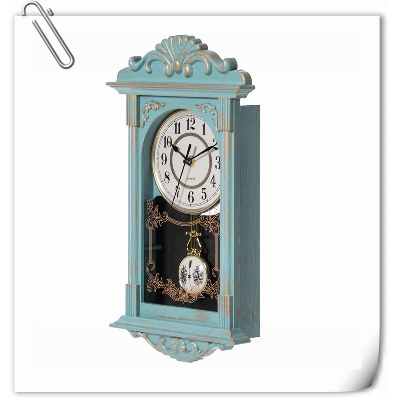 Pendule rétro d'aspect bois, Vert