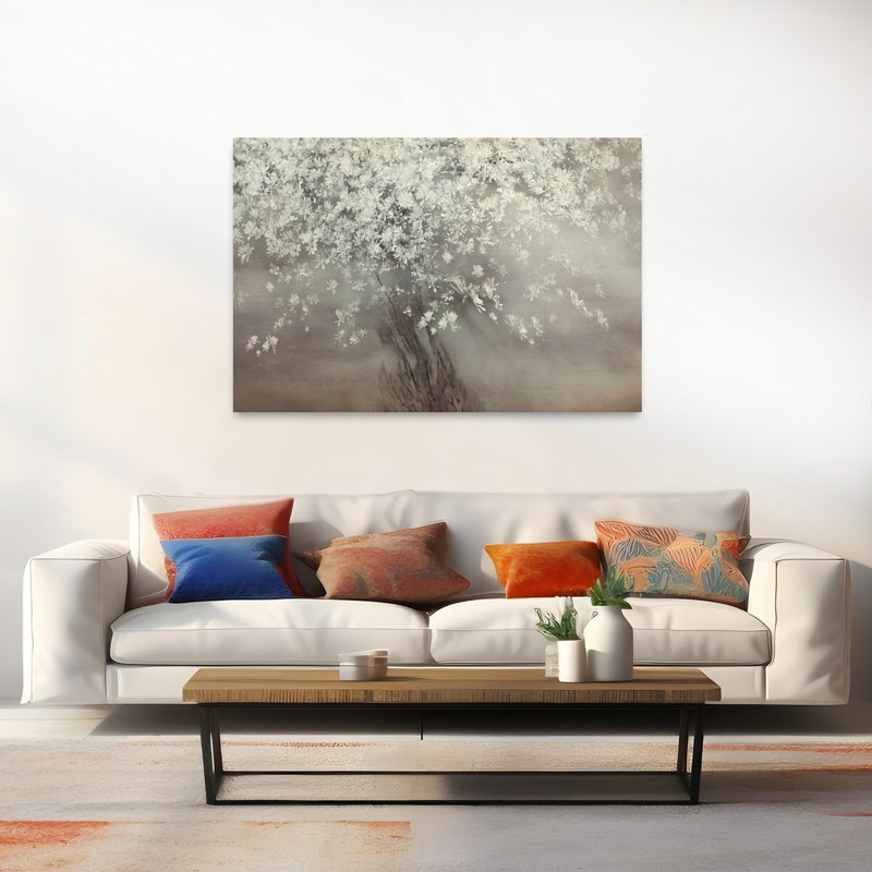Étoiles du printemps, impression éthérée, arbre paisible, art mural, 40" H x 60" W