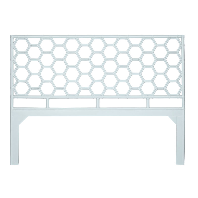 Honeycomb Wicker/Rattan Open-Frame Headboard, King, Light Blue