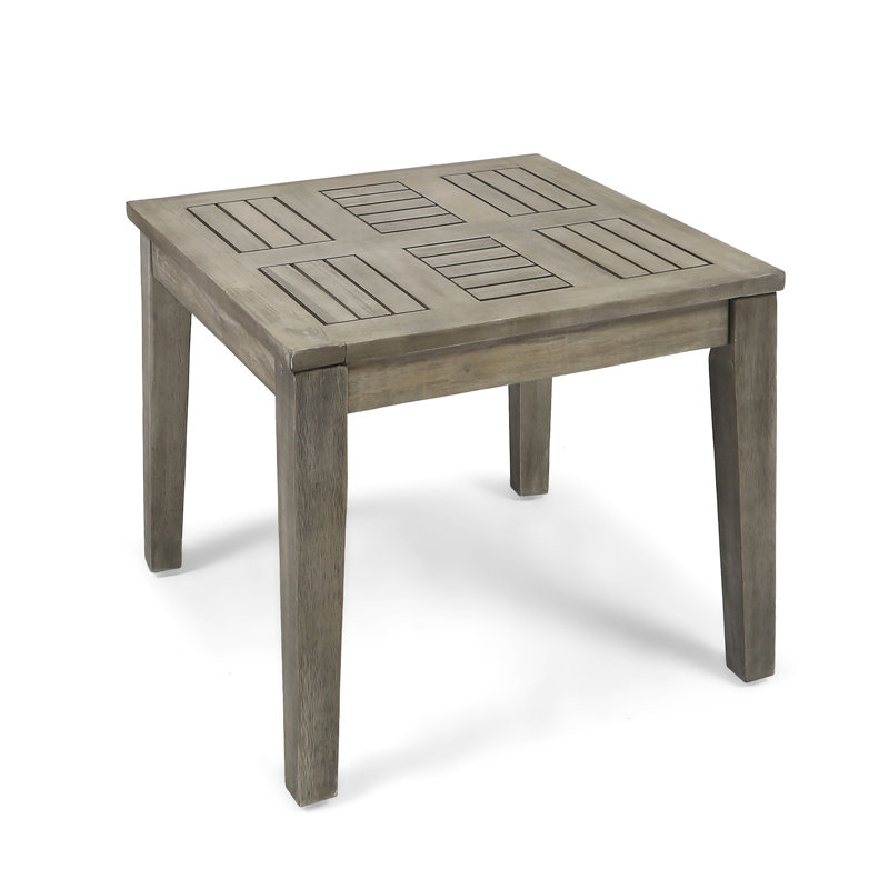 Outdoor Grey Wood Side Table, Classic Transitional Style, 20X20x15.68, 30Lbs Weight Support Grey, Style For Patio , 20"X20"X15.68", Limit