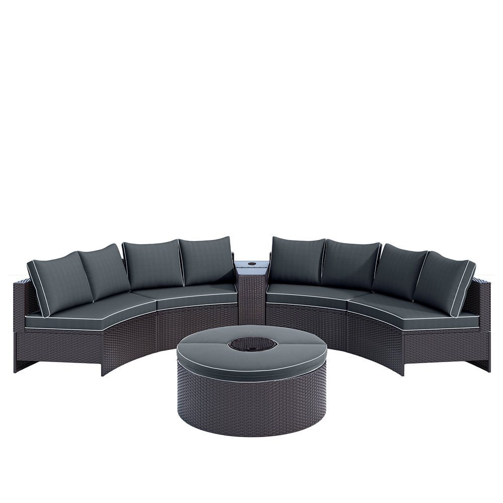 Black wicker outdoor discount sectional