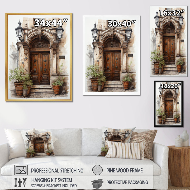 «Avenall France Lyon Old Town Door II - France», reproduction d'art sur toile encadrée, H 32 po x l 16 po x P 1 po