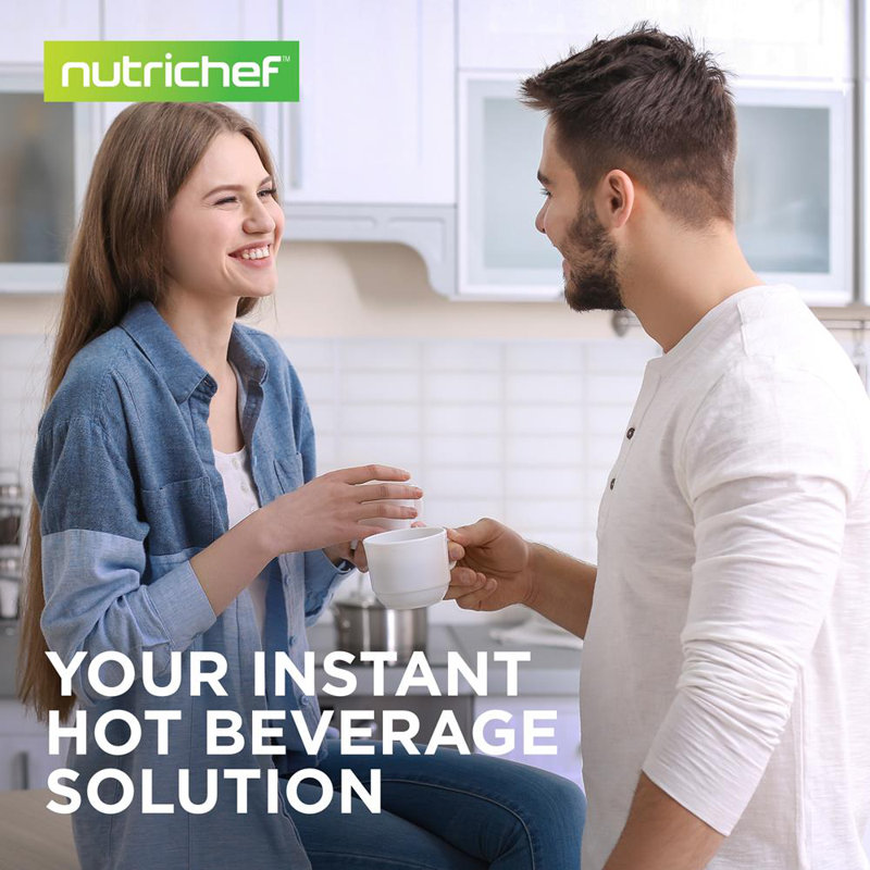 Nutrichef Hot Water Urn Pot 3.38 QT, Insulated Stainless Steel Hot Water Dispenser & Boiler, Auto & Manual Dispense, Safety Lock, Electric Kettle