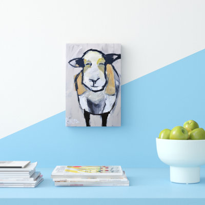 Grinning Sheep 1 Piece Wrapped Canvas Painting