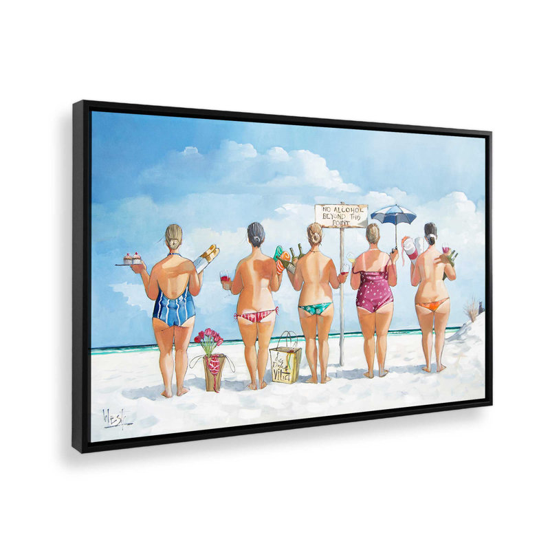 La Dolce Vita - Beach Friends, H 12,75 po x l 18,75 po, Toile avec cadre, Noir satiné