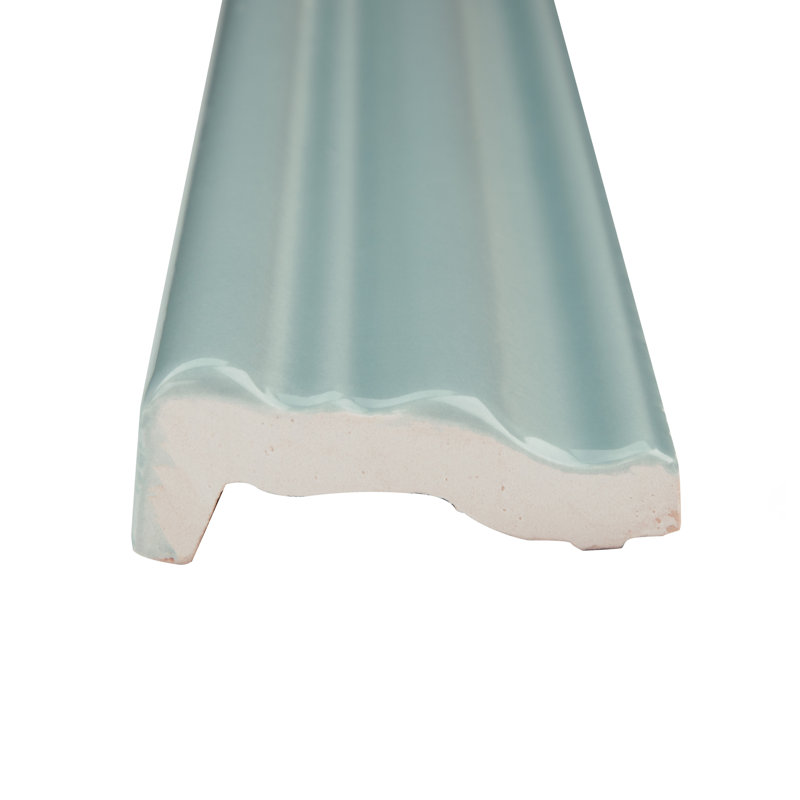 Chester 12" x 2" Glossy Ceramic Mudcap Tile Trim in Aqua