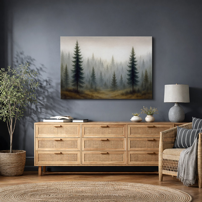 Forêt de pin brumeux, Toile tendue, H 12 po x l 18 po x P 1,5 po