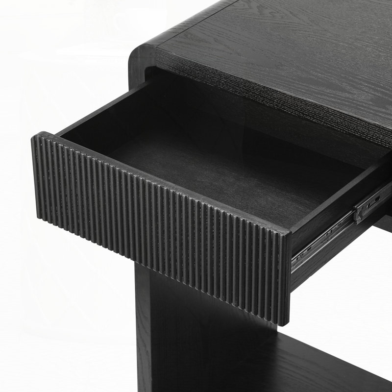 Modern 3-Drawer Console Table with Vertical Slats, Black