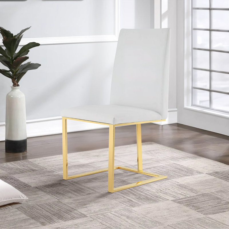 Chaise d'appoint rembourrée en blanc Chrishelle, Or