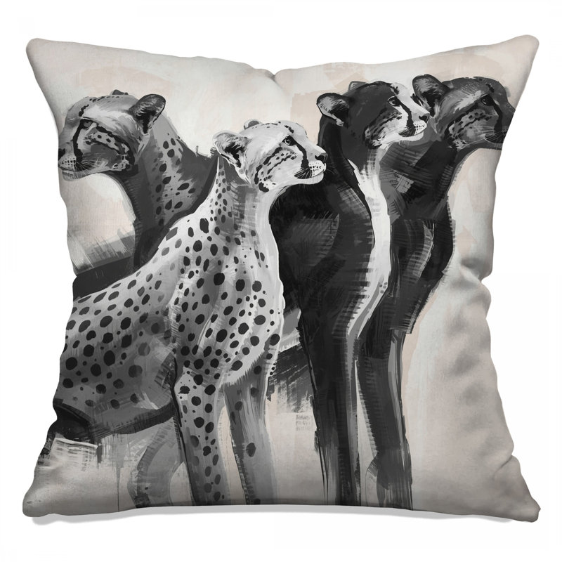 Coussins décoratifs à motif guépard monochrome, 14 X 14 pouces