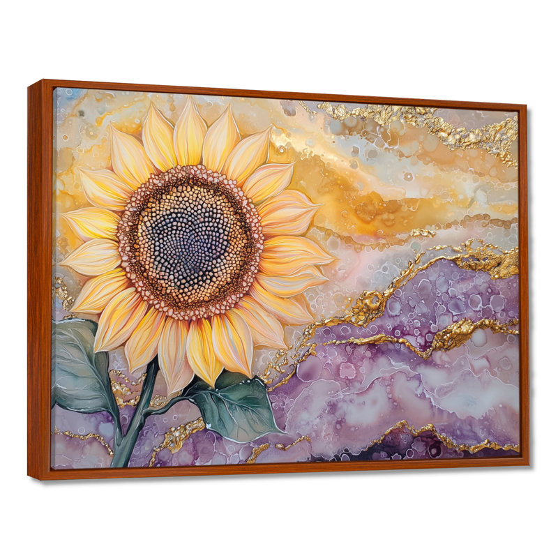 Agate, étreinte d'un tournesol - impression d'art de tournesol, H 24 po x l 32 po, Brun
