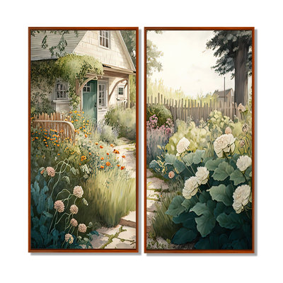 "Fresh Garden At The Country III" - Paysages, ferme, art mural 2 pièces