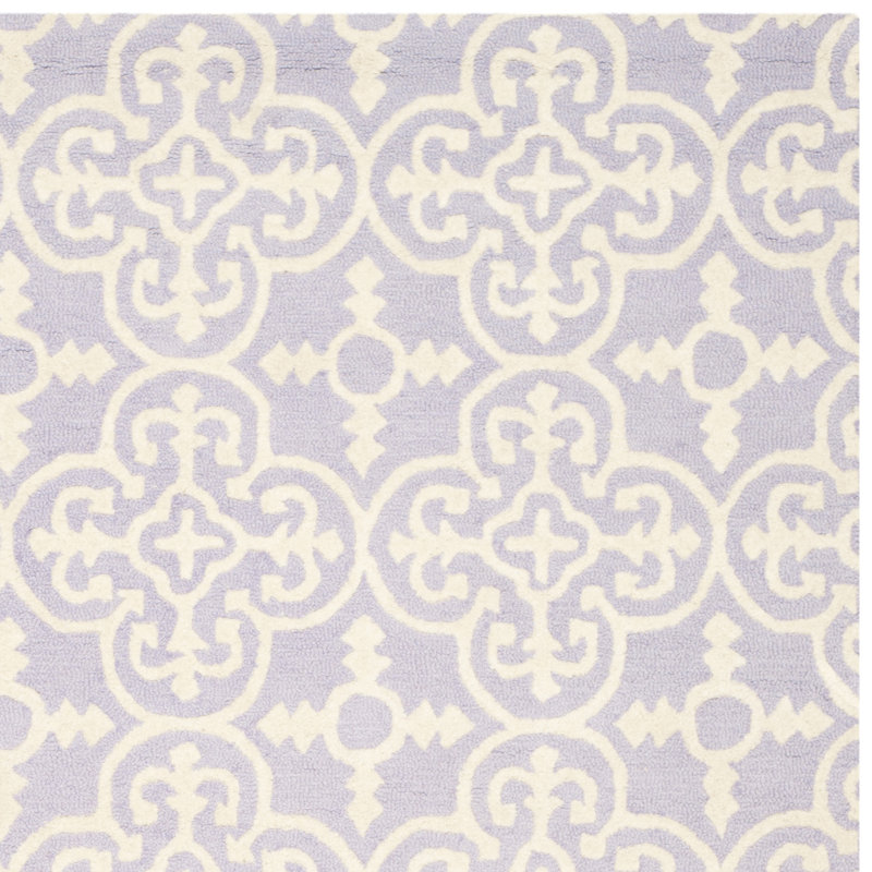 Tapis lavande / ivoire en laine touffeté à la main Clapham, Rond 6 pi