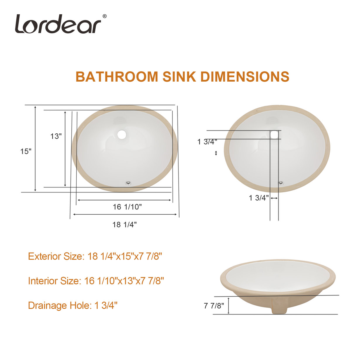 18.25x15 Oval Undermount Sizing Chart