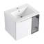Meuble-lavabo mural peu encombrant avec lavabo en céramique, design moderne blanc brillant et verre gris