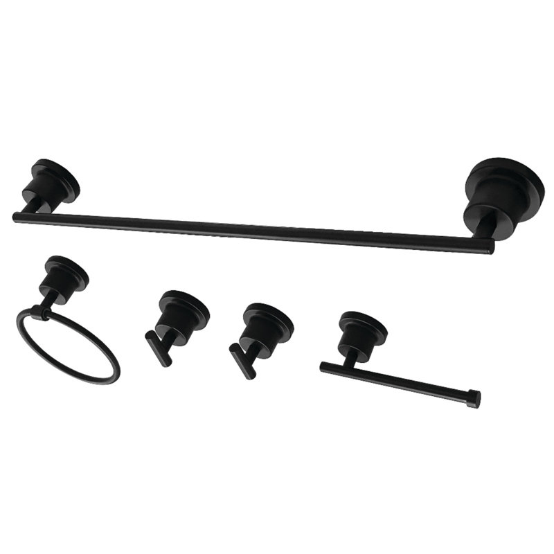 Kingston Brass Concord 5-Piece Bathroom Hardware Set, Matte Black