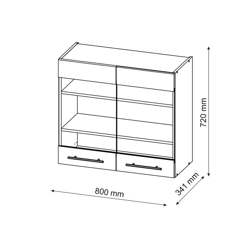 Kaelyne 80 cm W Display Cabinet, White/Dark green