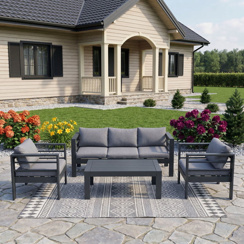 Outdoor 3-Piece Conversation Set w/ Sofas & Coffee Table