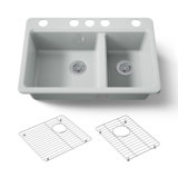 Riverby 33" Enameled Cast Iron Undermount Double Basin Kitchen Sink