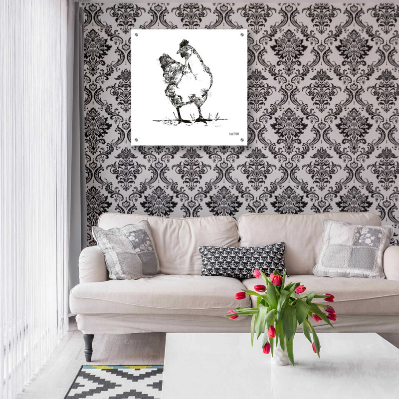 «Farmhouse Chicken» par House Fenway, art mural en verre acrylique, L 24 po x H 24 po