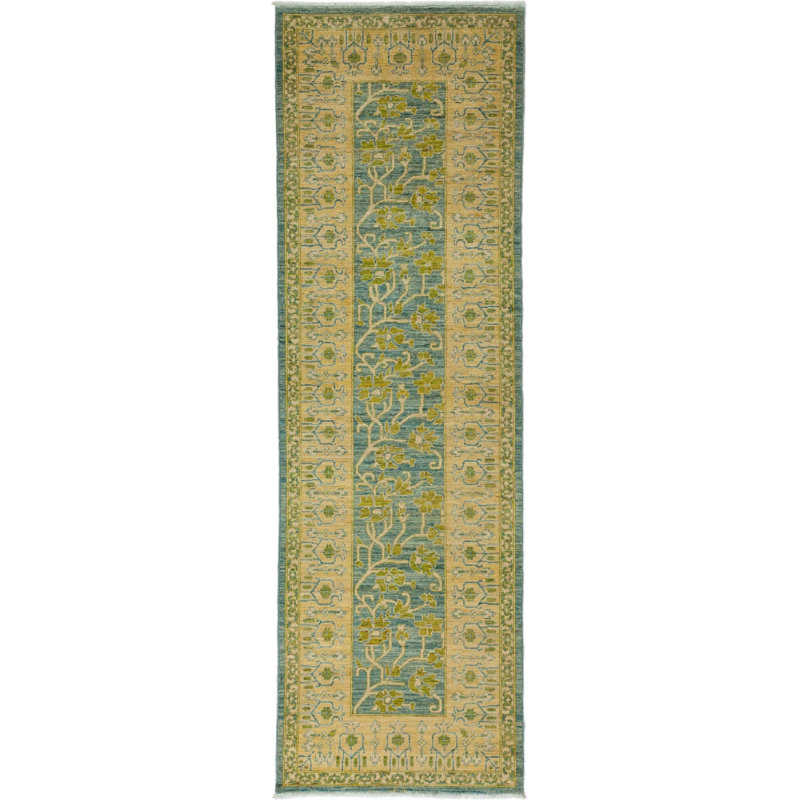 Tapis de couloir contemporain en laine noué à la main de conception unique Solo Rugs, lin, 3 x 10