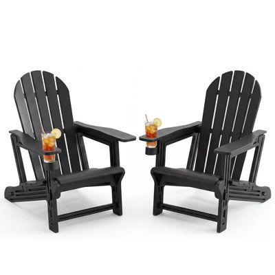 Chaise Adirondack 2 pièces, chaises Adirondack extérieures surdimensionnées en PEHD sans vis avec porte-gobelet