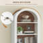 Bibliothèque étroite de 75,8 po de hauteur avec tablettes ouvertes, bibliothèque arquée avec rangement, bibliothèque de style maison de campagne à 6 niveaux avec tablette réglable-1375772480-1375772483