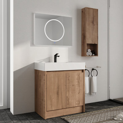  Ensemble de meuble-lavabo simple avec plateau en résine Quarnar
