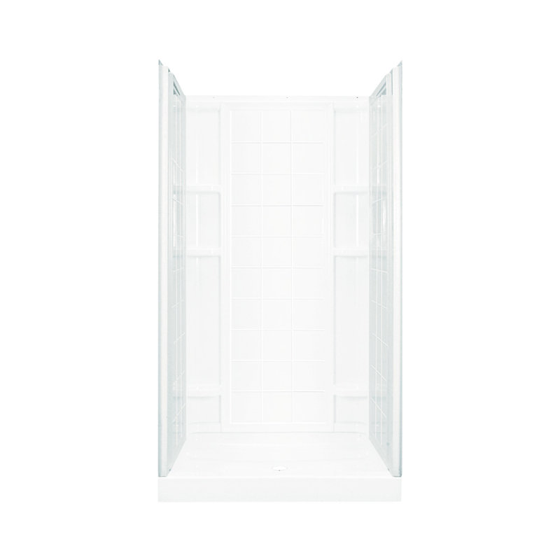 White Composite Alcove Shower Wall Set, 72.5" Height