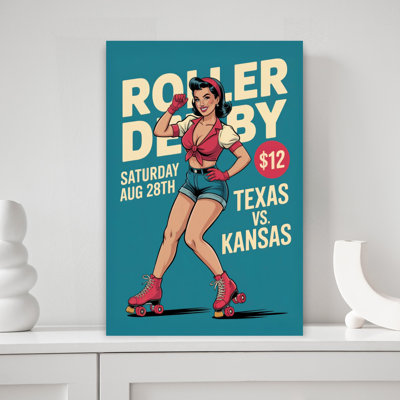 Pinup Roller Derby Girl, art rétro rétro classique et vibrant