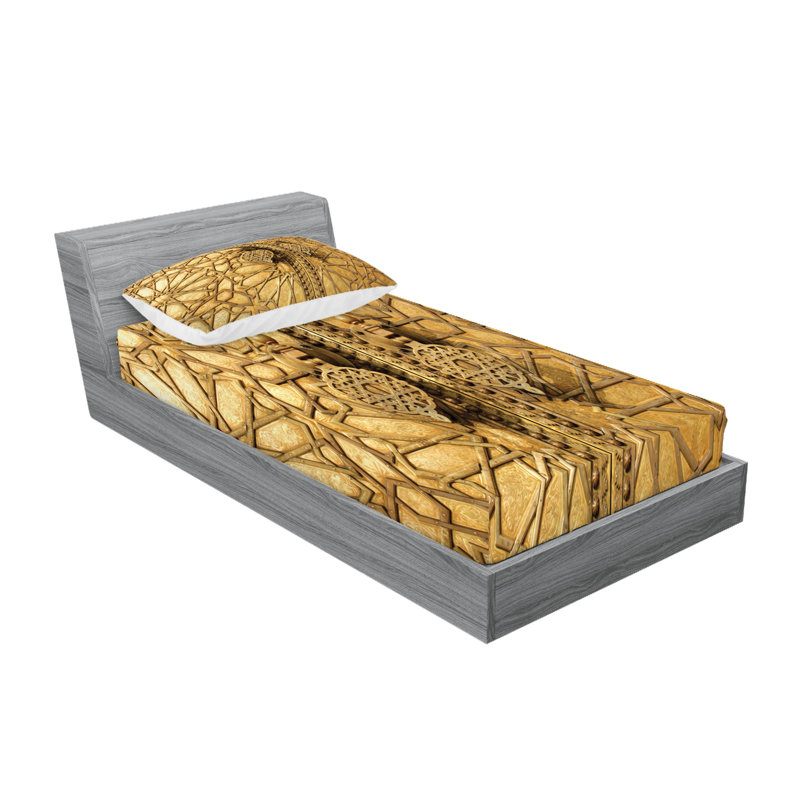 Drap-housse marocain Ambesonne, Ensemble de draps pour lit simple + 3 pièces supp