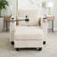 Chaise longue convertible en velours côtelé avec port USB, porte-gobelets et accoudoirs de rangement-1101871766