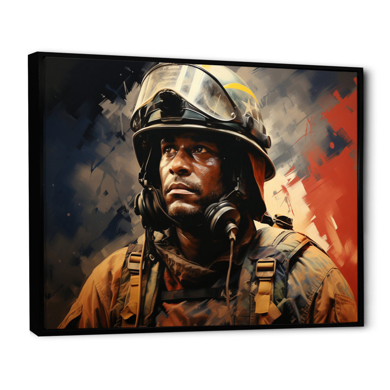 " Fireman Portrait III ", Black Floater Framed, 24" H x 32" W x 1" D