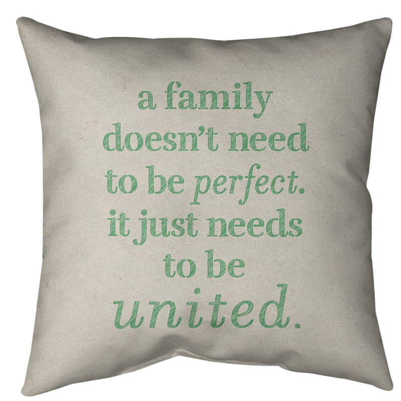 Coussin de sol Family Love, H 28 po x l 28 po, Blanc / Vert