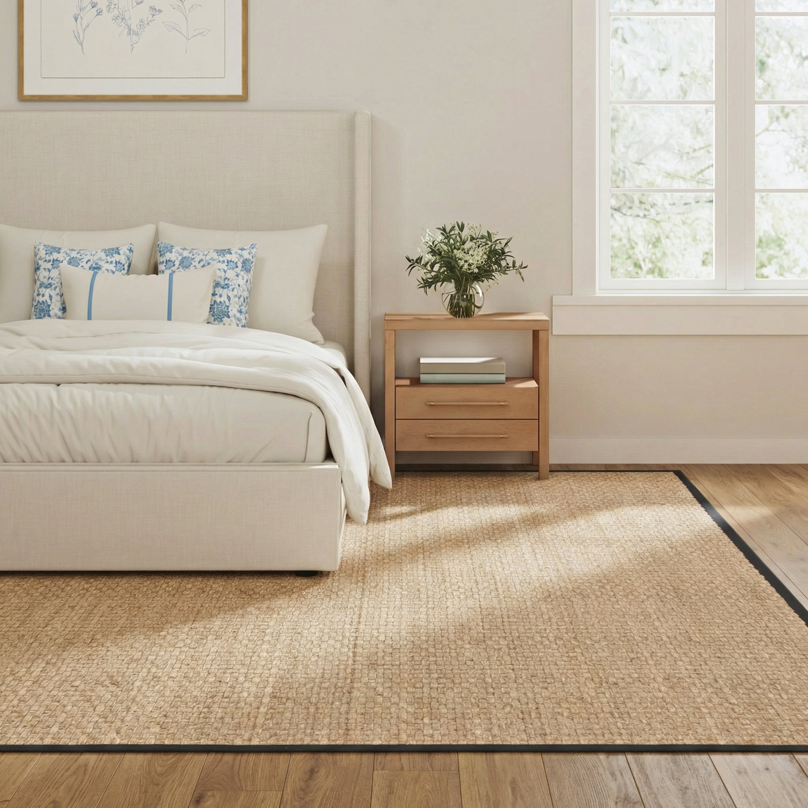 Natural Black Seagrass Rug, Rectangle 10' x 14'