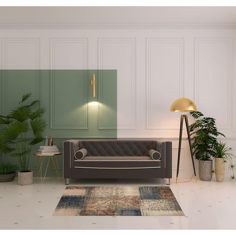 Faizal Damask Indoor Rug, Rectangle 4' x 6'