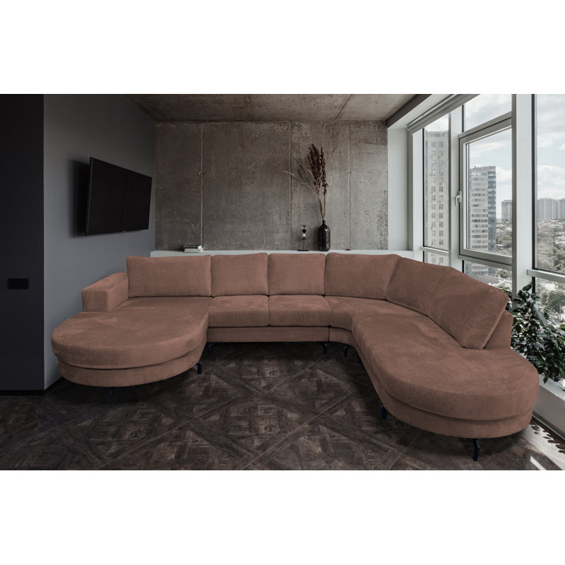 6 Seater Corner Sofa , Walnut, Right Hand Facing