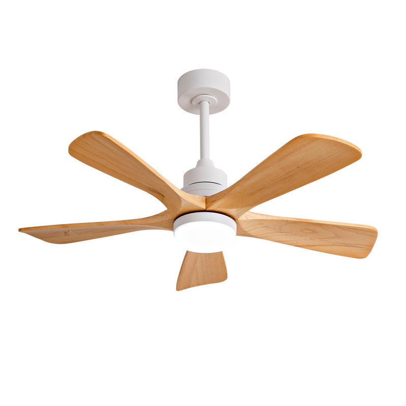 Hot Sales 42 Inch Modern Ceiling Fans With Lights And Remote Control, Antique White, Oak Natural Wood