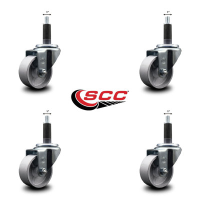 Semi Steel Wheel Swivel Expanding Stem Caster Set SCC NB 3" x 1"