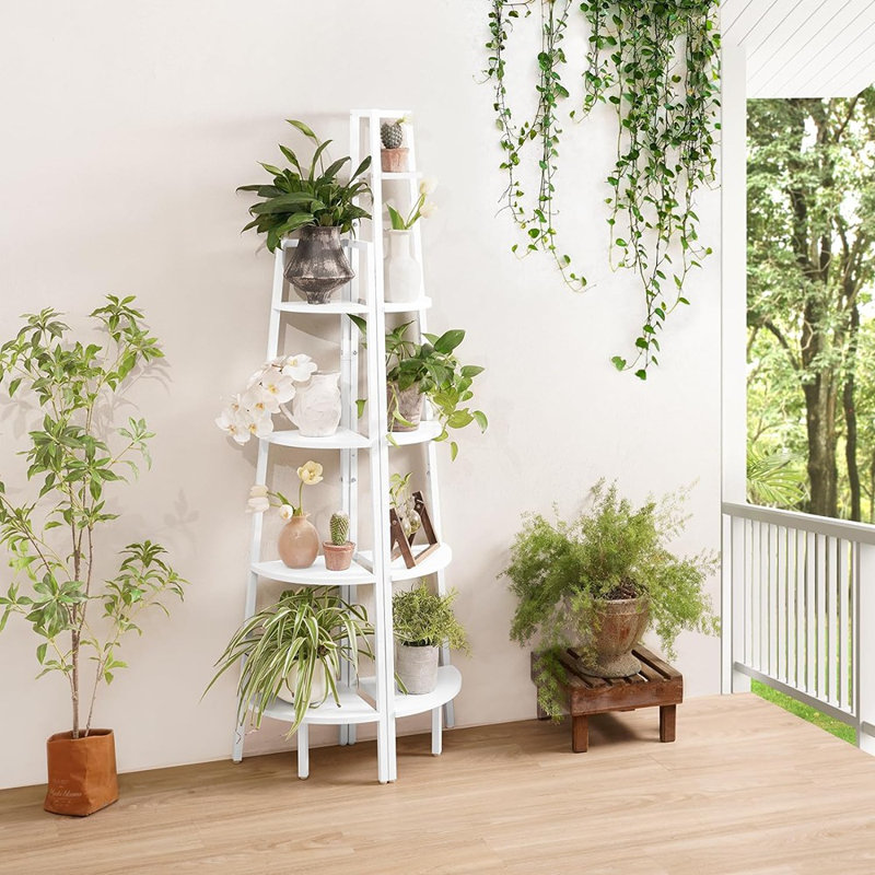 5-Tier Corner Bookshelf With Frame, ...