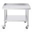 Table de travail en acier inoxydable, table de préparation commerciale de 30 x 36 x 30 pouces avec 4 roues, roulettes, table de préparation robuste à dosseret à 3 côtés, table de travail en métal pour restaurant-131262582