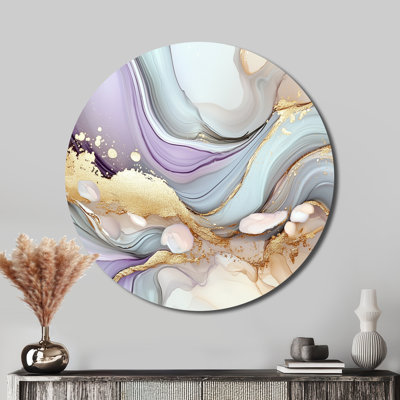 Céleste, agate liquide dansante - art mural moderne abstrait grand rond, art mural encre fluide