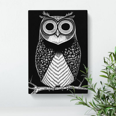 Owl In Monochrome No.2 - Wrapped Canvas