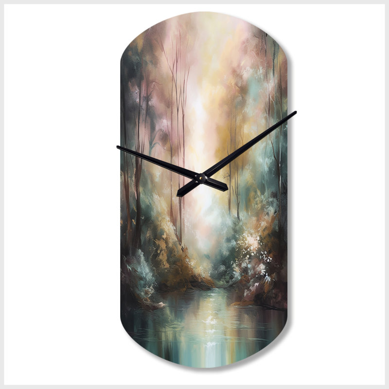 Whimsical Stream - Cylinder Shape Decorative Beige Mountains Wall Clock, Small