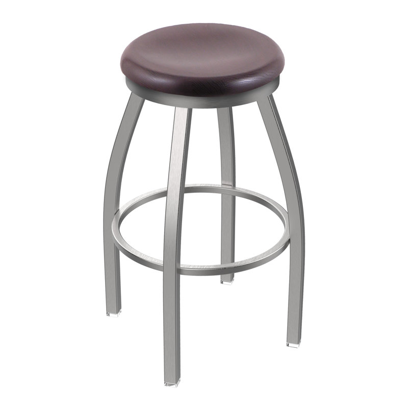 802 Misha Swivel Bar Stool, Dark Cherry Oak, Chrome, Extra Tall (36" Seat Height)