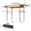 Abri de jardin pour barbecue à toit double 3,3 x 12,5 pi avec abat-jour réglables et plateaux en filet noir-124539167