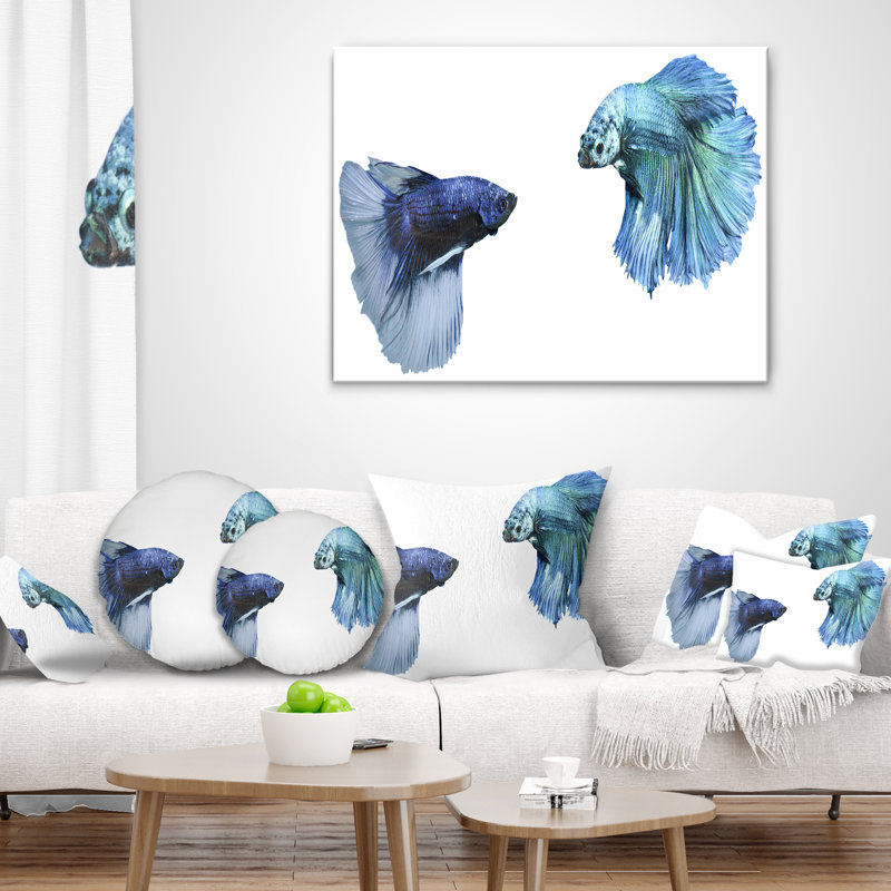 Fighting Fish - Animal Printed Throw Pillow