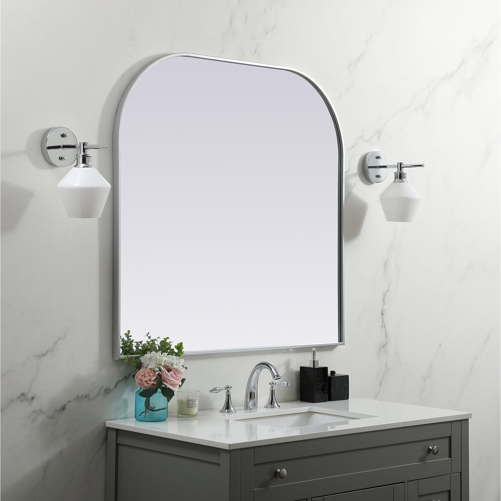 Sabine Accent Mirror, Silver, 38" x 40"