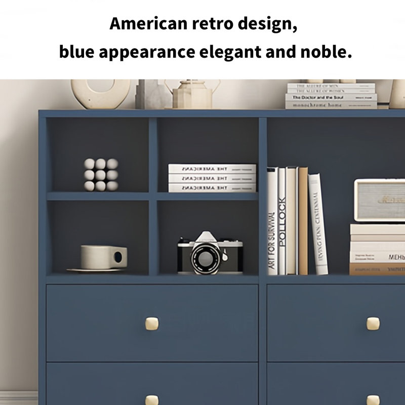 62.4-Inch Multi-Functional Side Cabinet, Display Case, and Bookshelf with Open Storage and Drawers